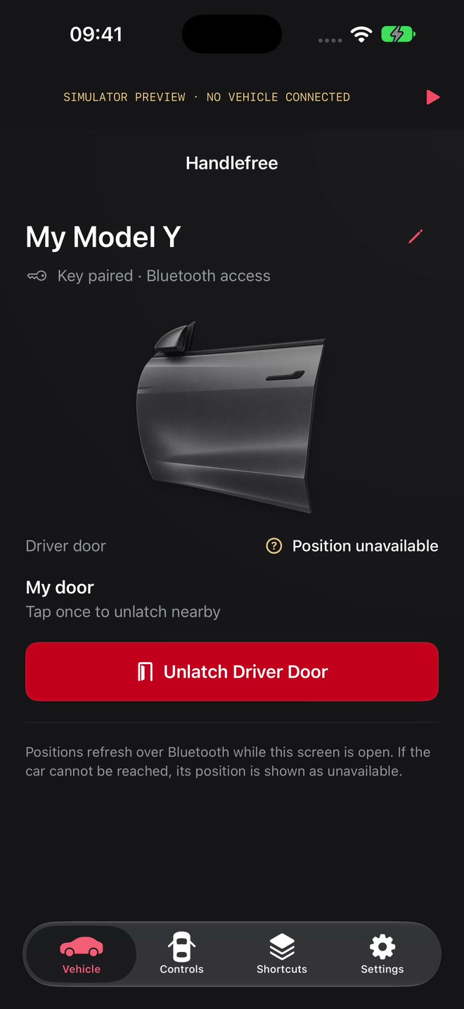 Handlefree door status example